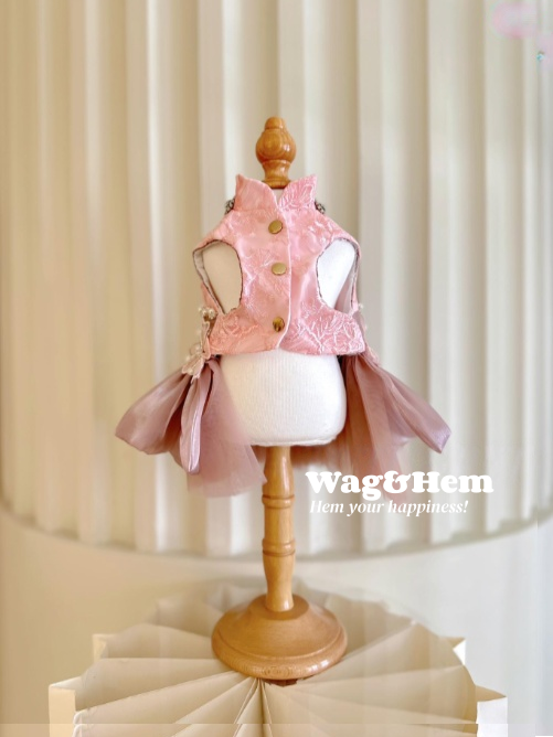 (度身訂製)「粉紫夢境」高級寵物禮服裙 |寵物婚禮|高端布料【UT系列】