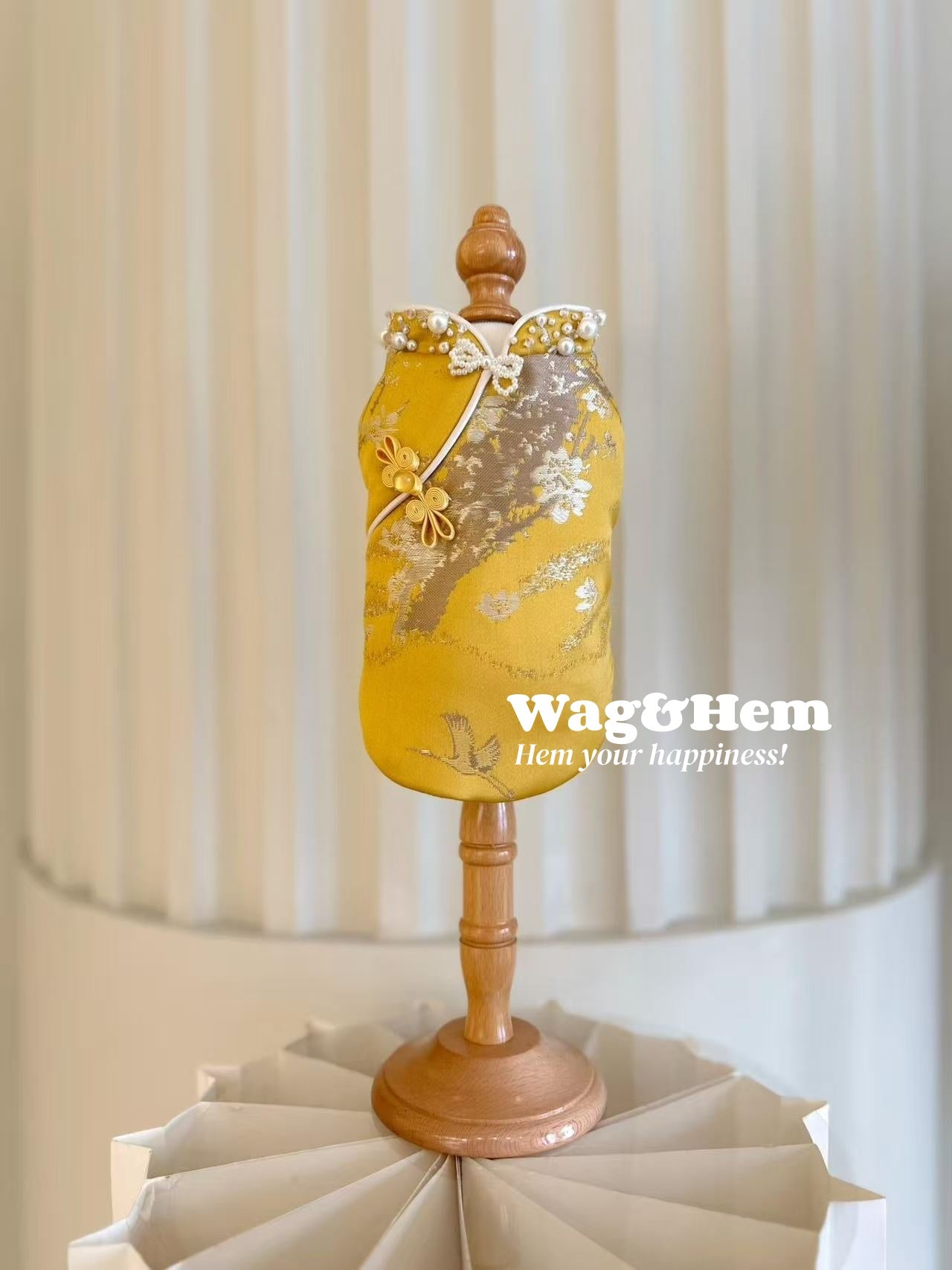 (オーダーメイド)「金繍珠華」高級ペットドレス|ペットウェディング|高級生地【UTシリーズ】