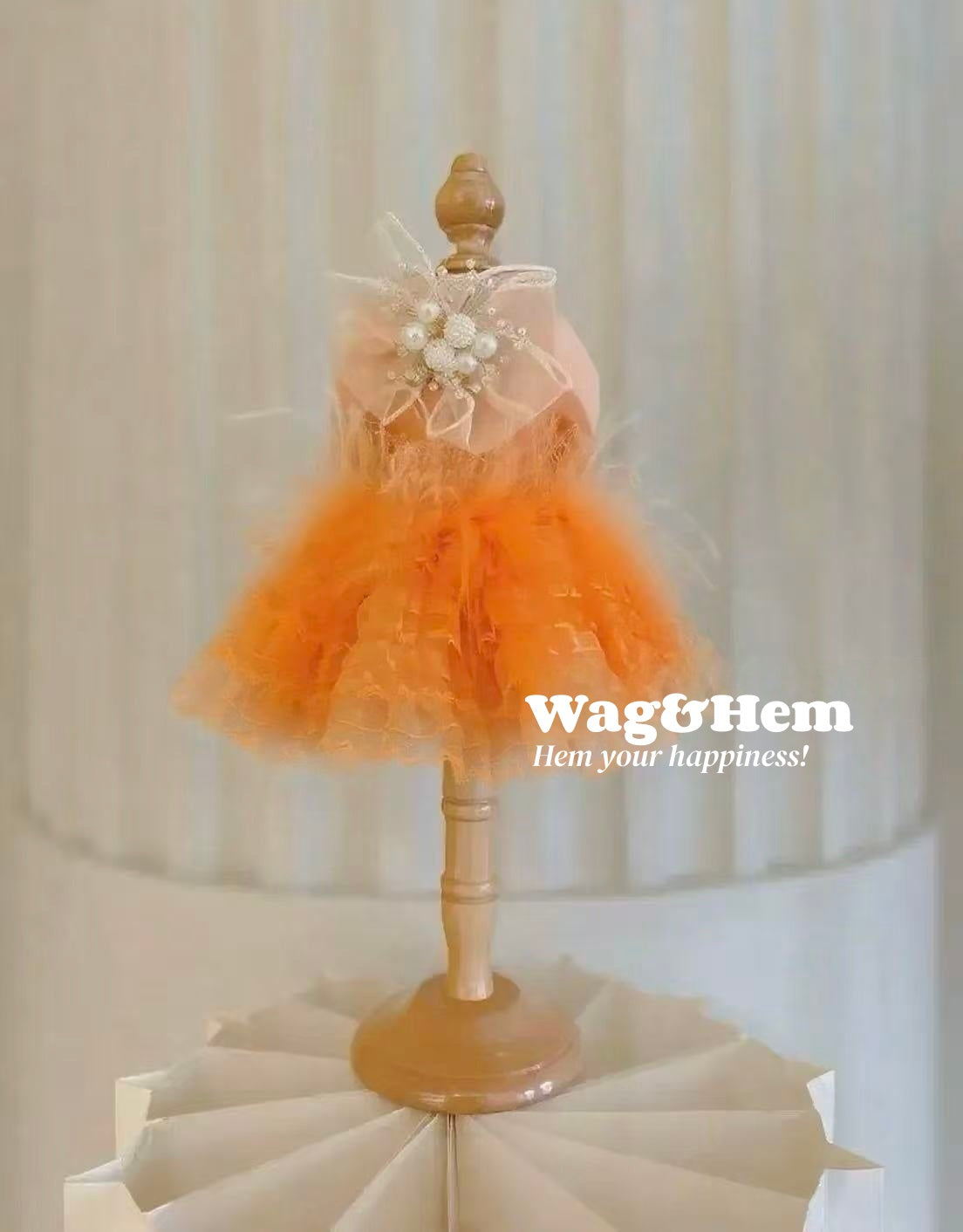(Maßgeschneidert)„Federseiden-Schmetterling“ hochwertiges Haustierkleid (Orange)|Haustierhochzeit|exklusive Stoffe【UT-Serie】