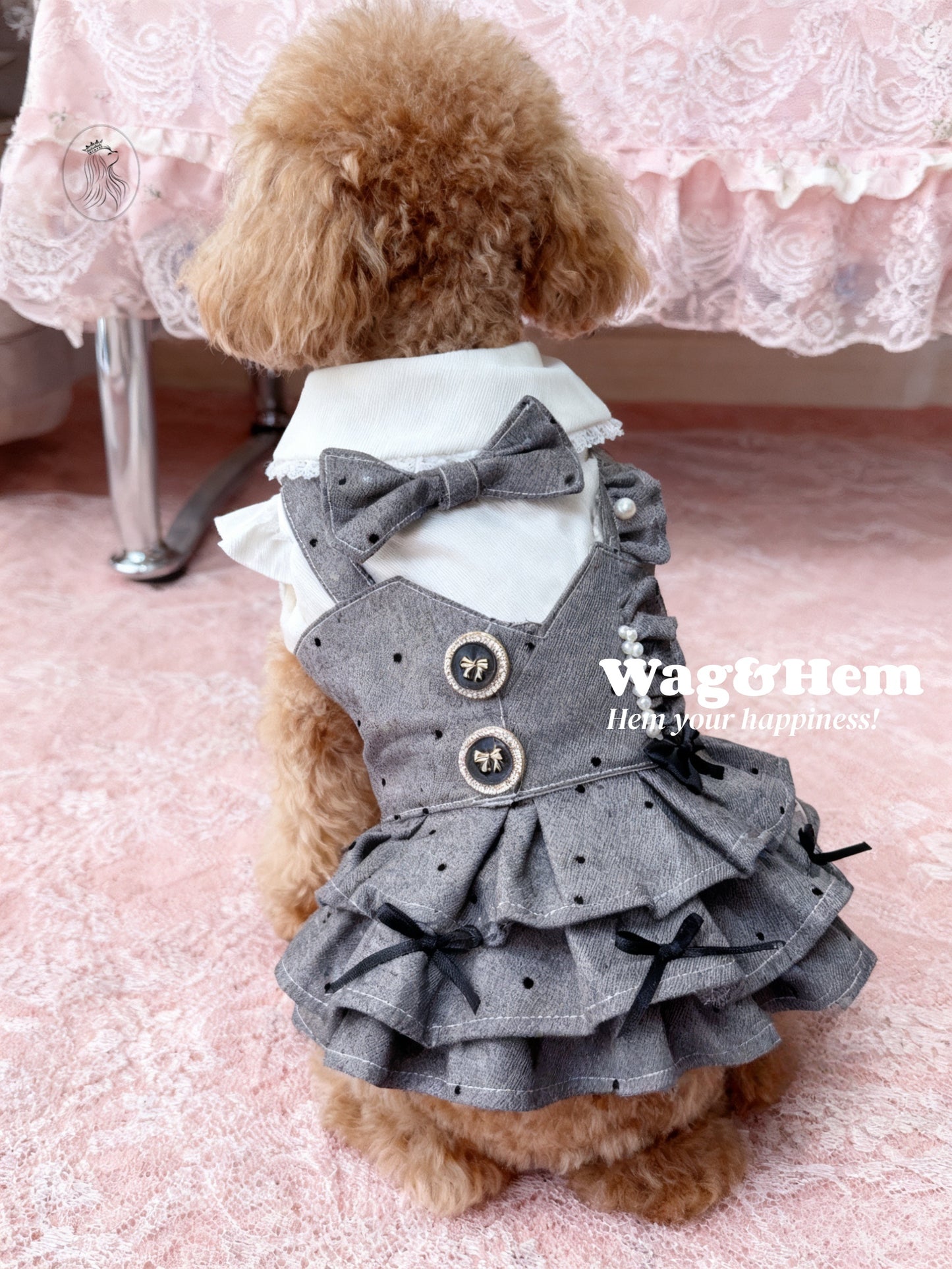 「Серый аристократ」Викторианское платье|Серый и белый дворцовый стиль|Кружевная юбка с драпировкой【Серия PC】