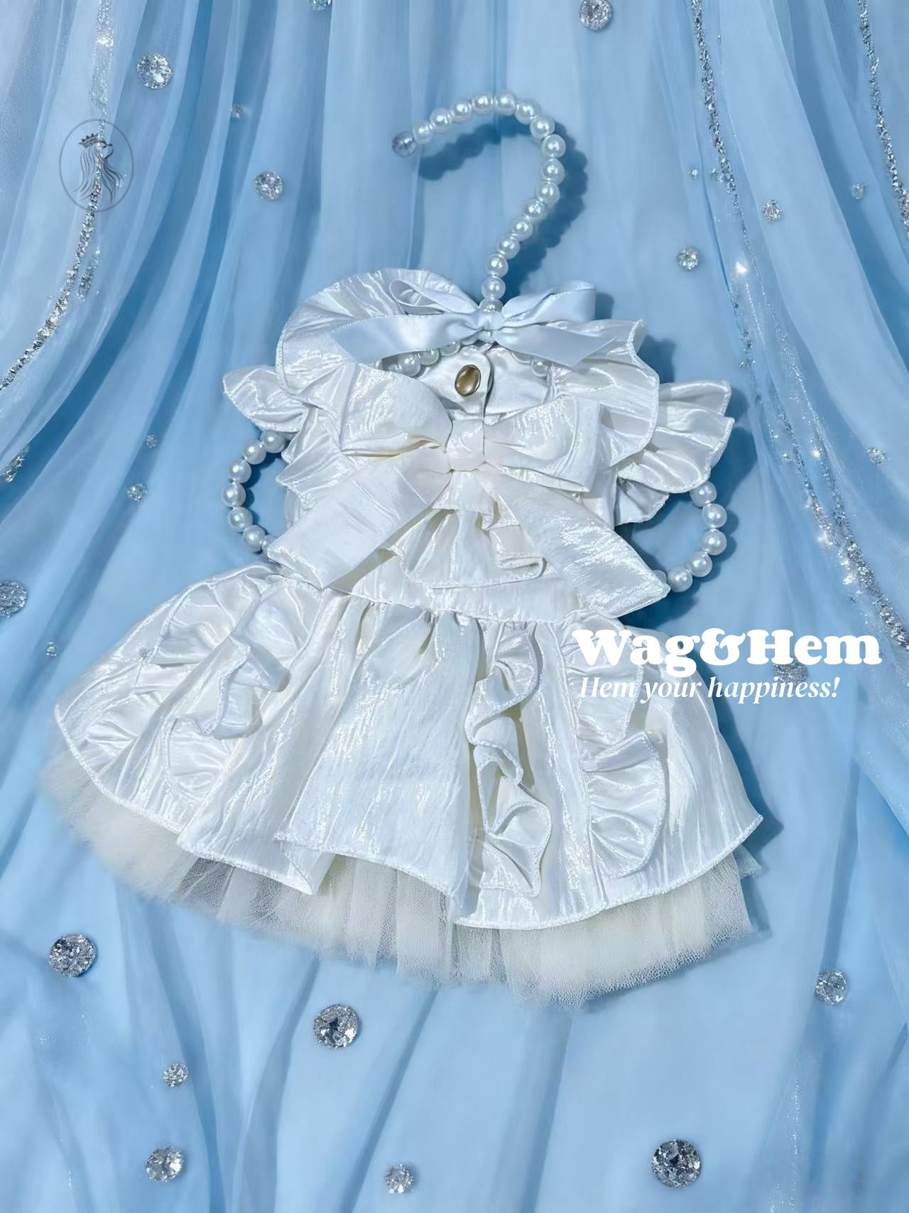 「月光舞曲」光澤米白透氣紗裙|夢幻主題風|層疊荷葉裙【PC系列】