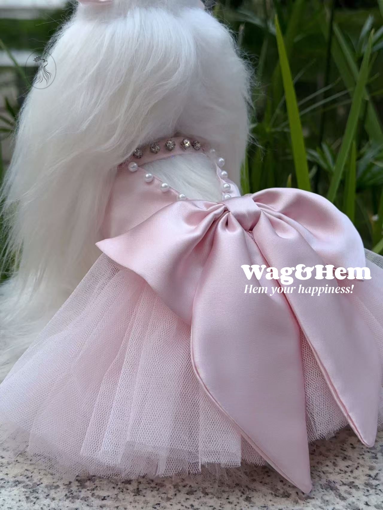 「粉黛凝光」粉緞透氣裙|夢幻主題風|珍珠蝴蝶結【PC系列】