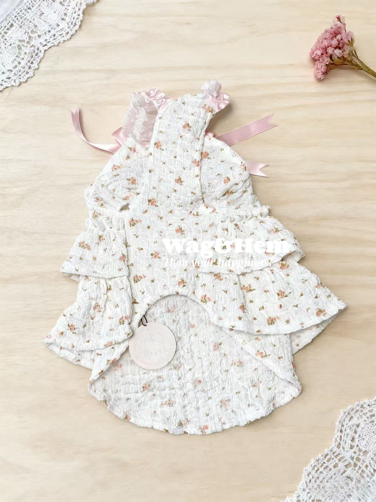 「浪漫森系」粉色碎花寵物裙|浪漫童話風|透氣不緊繃【WH系列】