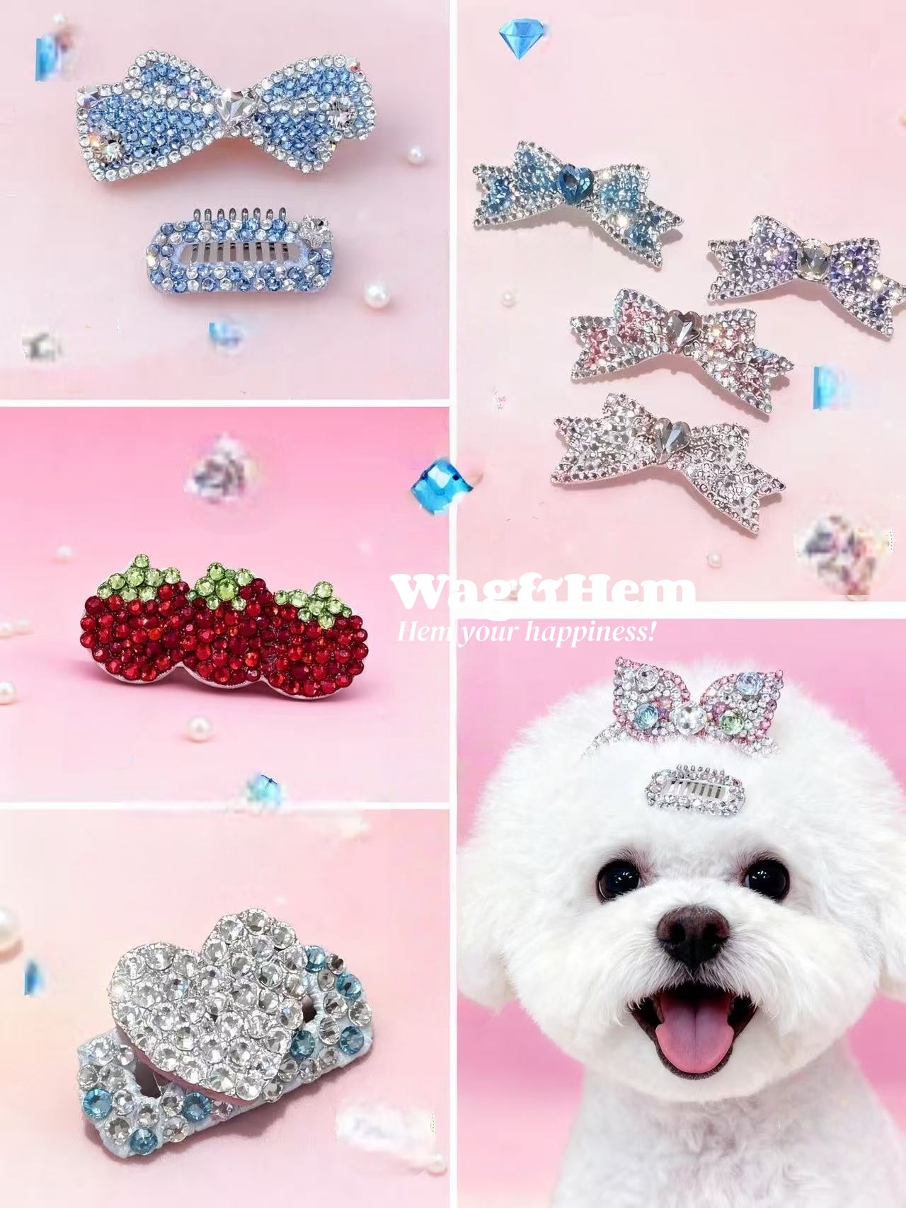 施華洛世奇水晶寵物髮夾合集(5款可選)|施華洛世奇水晶|PC系列