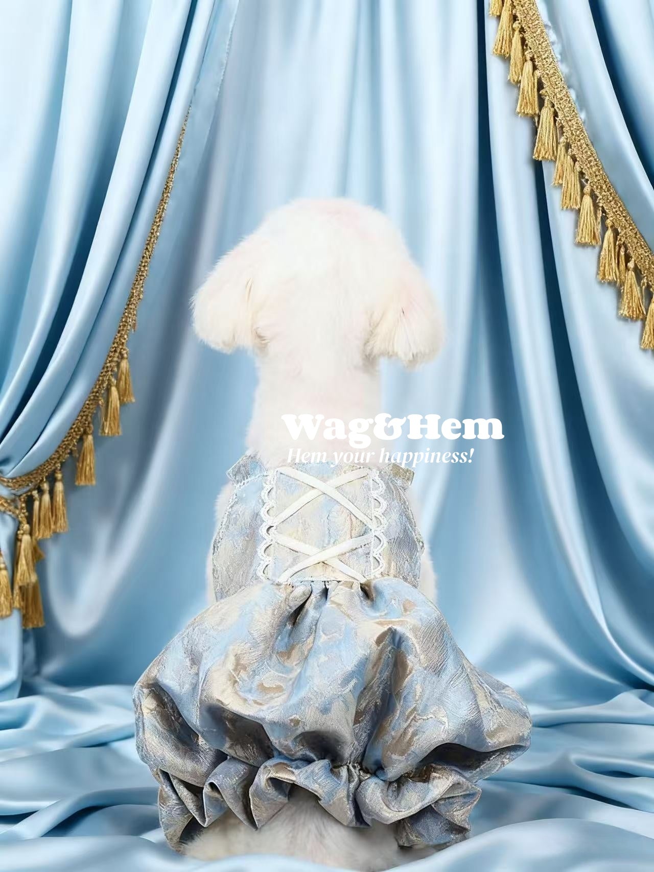 「典雅藍金」提花緞面蓬鬆裙|童話貴族風|典雅親膚【WH系列】