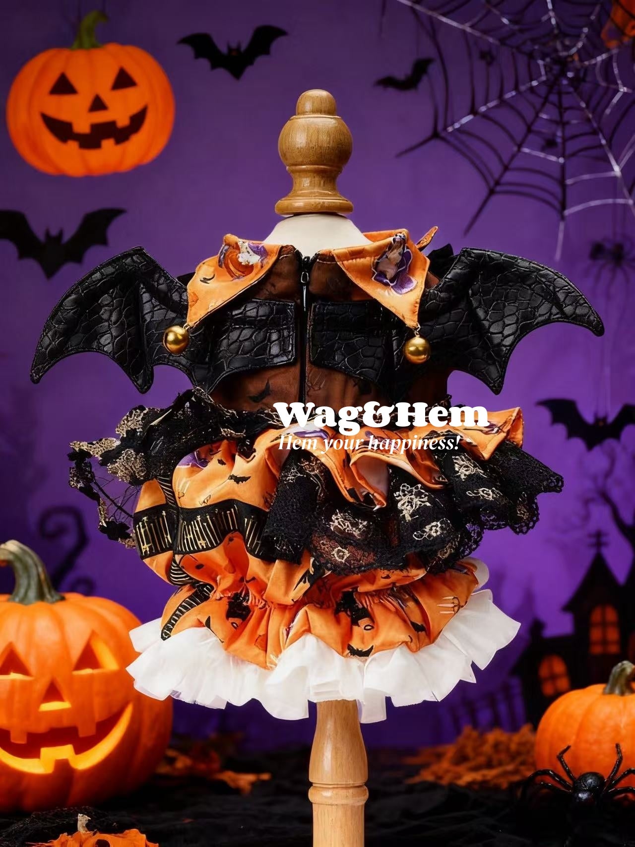「搗蛋精靈」萬聖節主題寵物裙|暗黑系萌風|蝙蝠翅膀【WH系列】