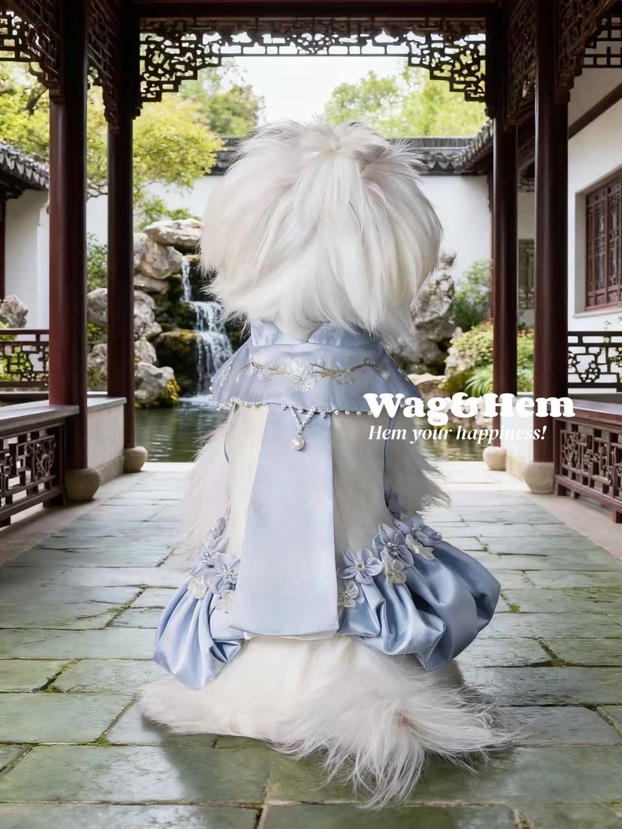 「碧塘清露」中式真絲禮服裙|寵物婚禮|高端布料【MM系列】