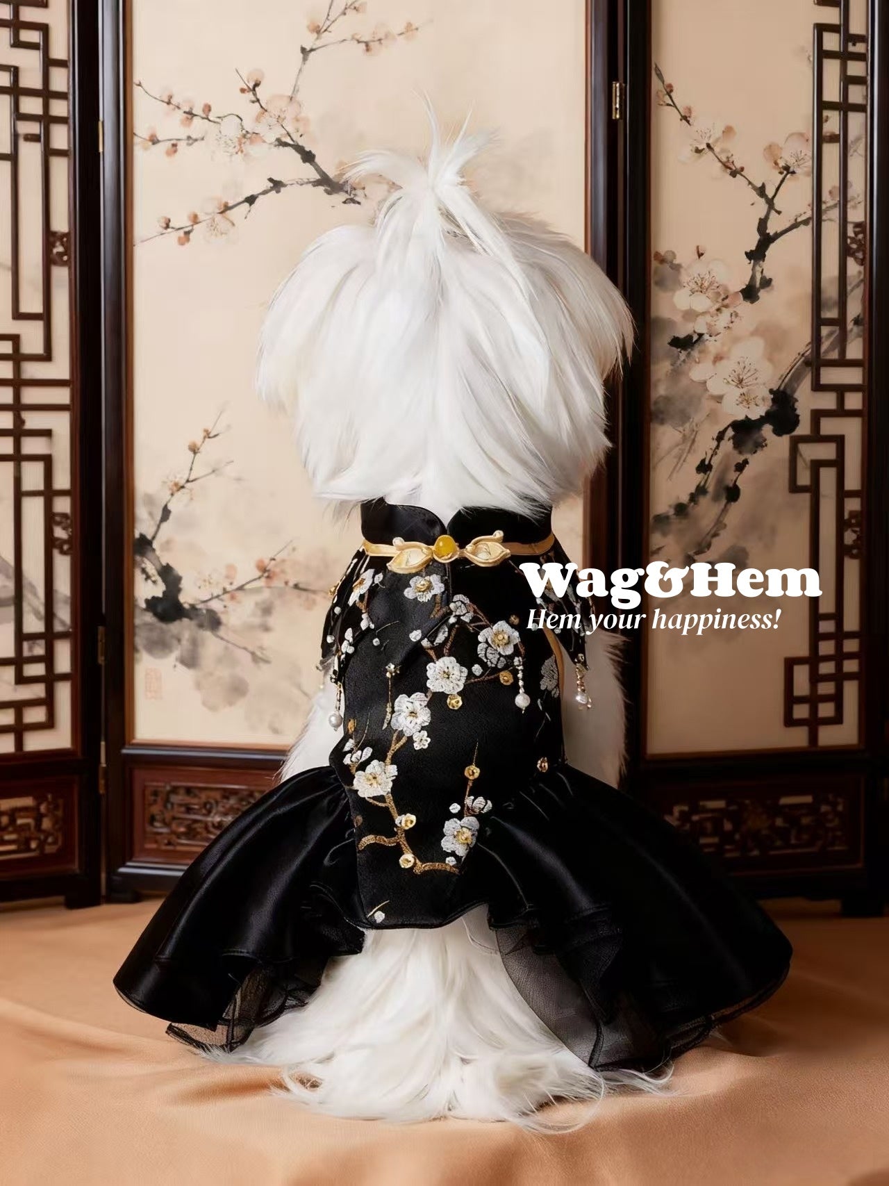 「墨染梅韻」中式真絲禮服裙|寵物婚禮|高端布料【MM系列】