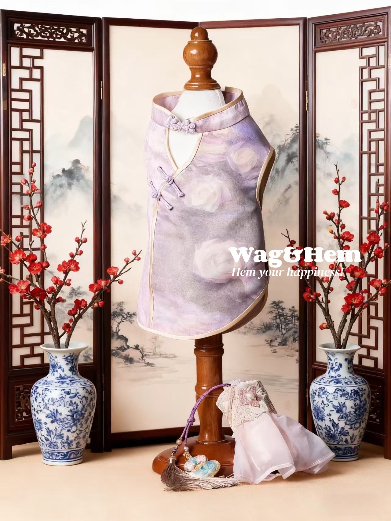 「紫雲映月」中式真絲禮服裙|寵物婚禮|高端布料【MM系列】