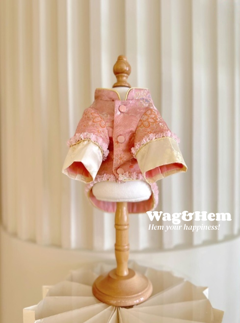 (度身訂製)「粉繡華章」高級寵物禮服裙 |寵物婚禮|高端布料【UT系列】
