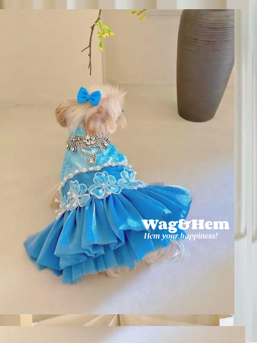 （度身訂製）「寶石華貴」高級寵物禮服裙 ｜寵物婚禮｜高端布料【UT系列】