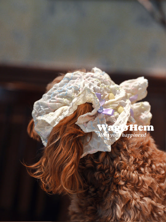 (S/L)「鵝黃春綉」貓狗耳套｜“Goose Yellow Embroidery Spring” Pet Ear Muffs｜W&H獨家代理
