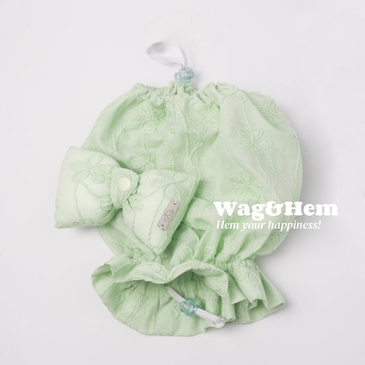 (S/L)「青瓷綠」貓狗蝴蝶結耳套｜“Celadon Green” Pet Ear Muffs｜W&H獨家代理