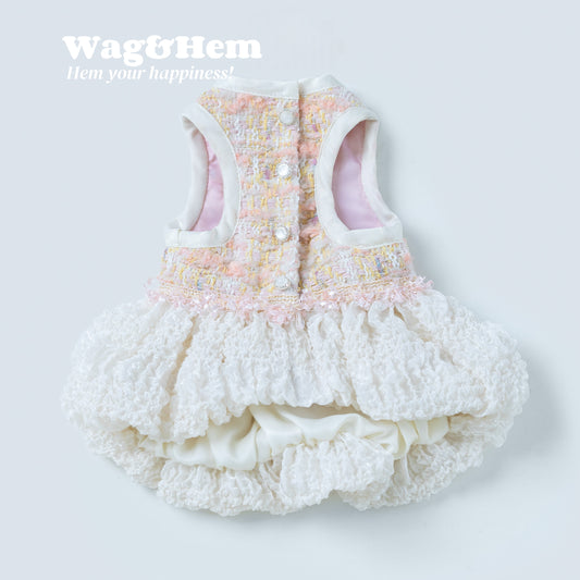 (XXS-7XL)「小香風花妮」真絲花苞連衣裙(兩色可選)｜“Chanel - style Tweed” Pet Dress｜W&H獨家代理