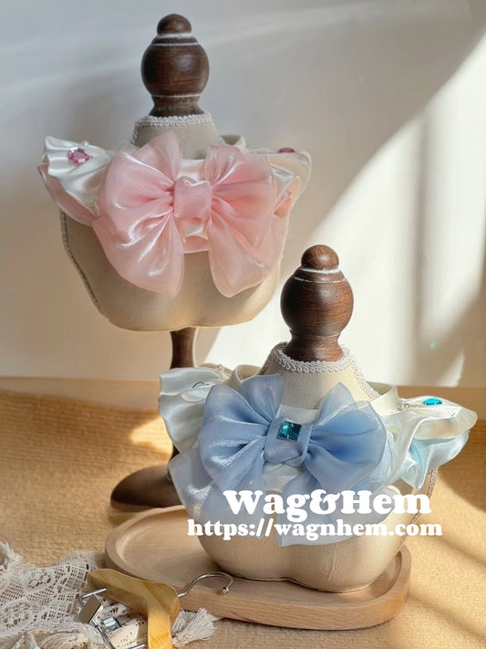(XXS-5XL)「鑽石蝴蝶結」貓狗通用口水巾｜“Diamond Bow" Pet Bibs｜WAG&HEM自家生產