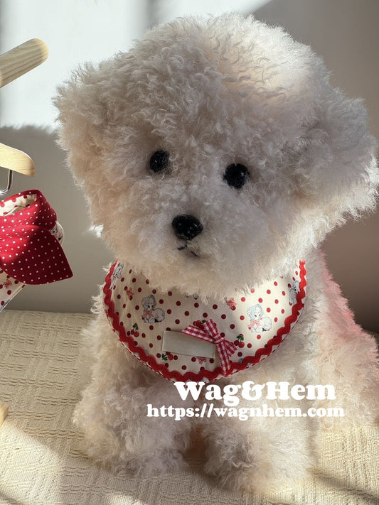 (XXS-5XL)「波點萌兔」貓狗通用口水巾｜“Polka Dot Bunny” Pet Bibs｜WAG&HEM自家生產