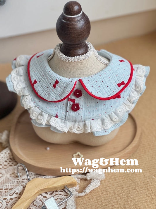 (XXS-5XL)「小紅花學院」貓狗通用寵物口水巾｜“Little Red Flower Academy” Pet Bibs｜WAG&HEM自家生產