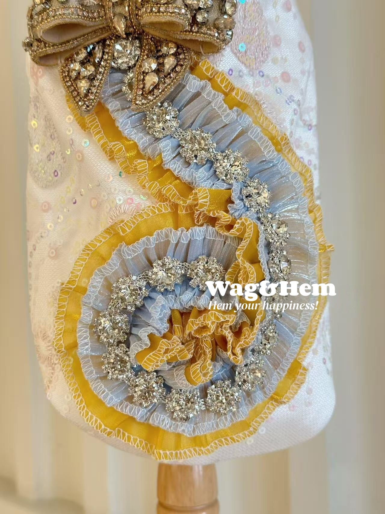 （度身訂製）「鑽蝶華章」高級寵物禮服裙｜寵物婚禮｜高端布料【UT系列】