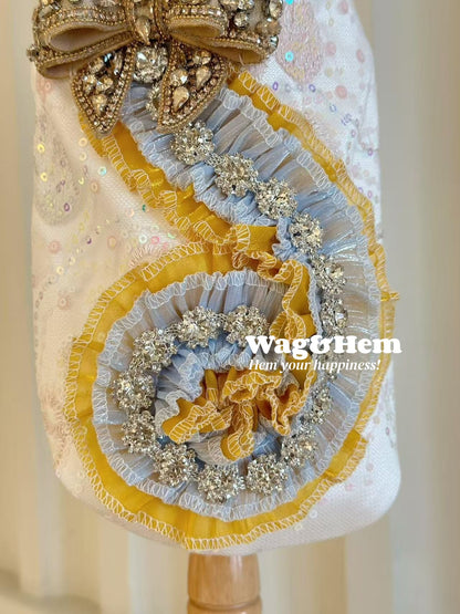 （度身訂製）「鑽蝶華章」高級寵物禮服裙｜寵物婚禮｜高端布料【UT系列】
