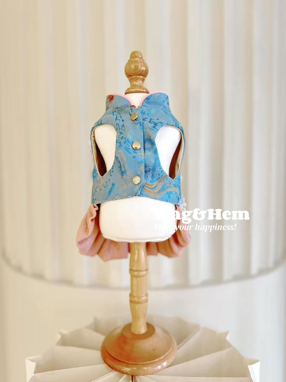 （度身訂製）「碧綾花鑽」高級寵物禮服裙｜寵物婚禮｜高端布料【UT系列】