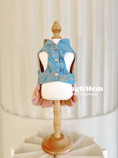 （度身訂製）「碧綾花鑽」高級寵物禮服裙｜寵物婚禮｜高端布料【UT系列】