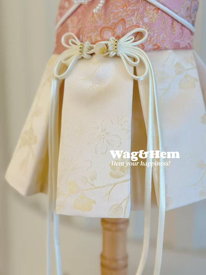 （度身訂製）「粉緹珠蜓」高級寵物禮服裙｜寵物婚禮｜高端布料【UT系列】