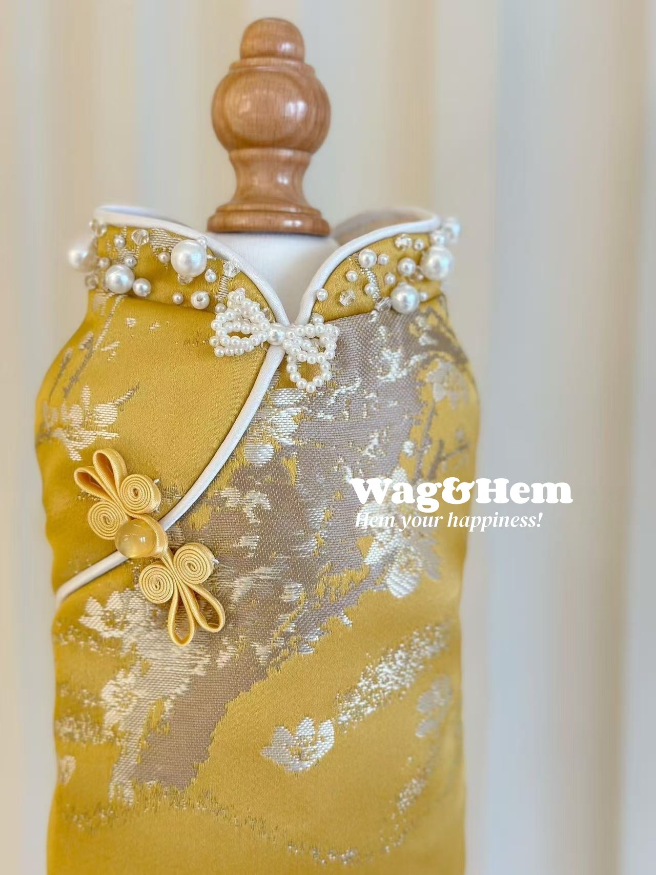 （度身訂製）「金繡珠華」高級寵物禮服裙｜寵物婚禮｜高端布料【UT系列】