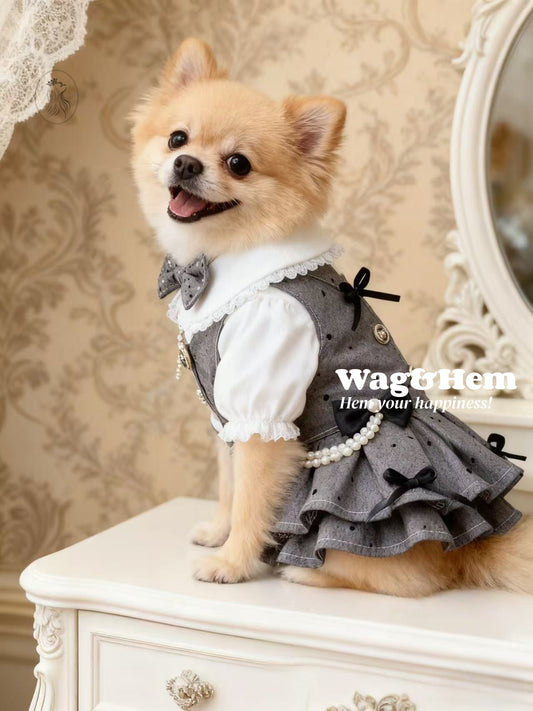 「灰調貴族」維多利亞風禮服｜灰白宮廷風格｜蕾絲皺紗裙【PC系列】