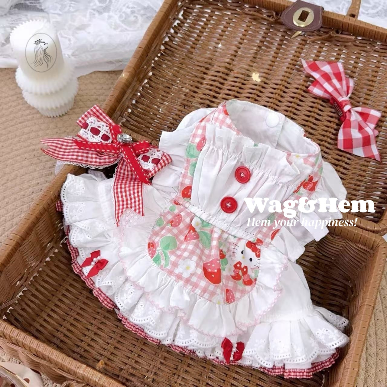 「莓語格頌」夢幻童話裙子｜萌系印花布料｜立體蕾絲裙【PC系列】