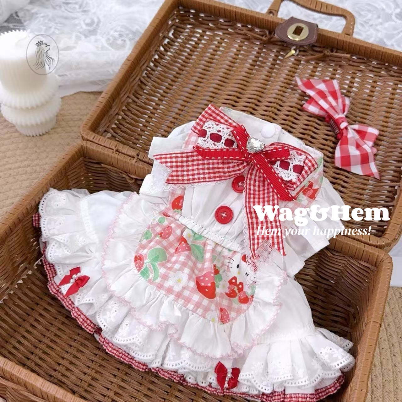 「莓語格頌」夢幻童話裙子｜萌系印花布料｜立體蕾絲裙【PC系列】