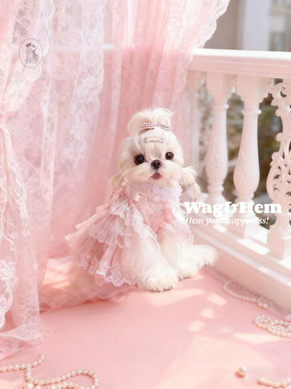 「粉夢蕾舞」甜美風花邊裙子｜粉嫩色系面料｜蕾絲蓬蓬裙【PC系列】