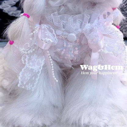 「粉夢蕾舞」甜美風花邊裙子｜粉嫩色系面料｜蕾絲蓬蓬裙【PC系列】