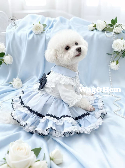 「夢境蕾絲」蘿莉塔風禮服｜藍白公主風格｜漸變網紗裙【PC系列】