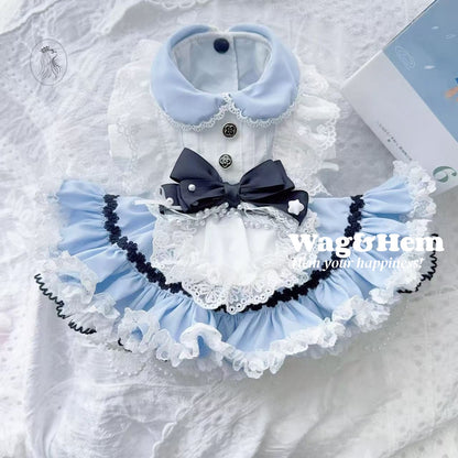 「夢境蕾絲」蘿莉塔風禮服｜藍白公主風格｜漸變網紗裙【PC系列】