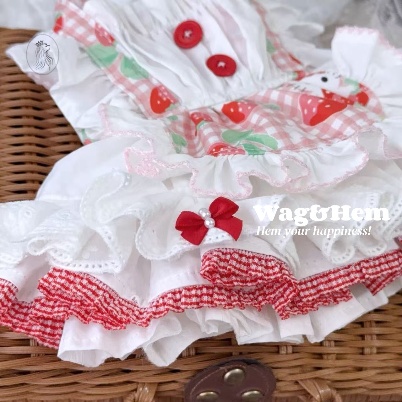 「莓語格頌」夢幻童話裙子｜萌系印花布料｜立體蕾絲裙【PC系列】