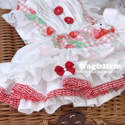 「莓語格頌」夢幻童話裙子｜萌系印花布料｜立體蕾絲裙【PC系列】