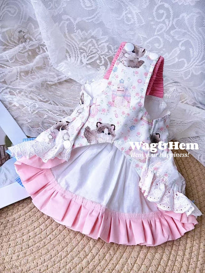 「莓語格頌」夢幻童話裙子｜萌系印花布料｜立體蕾絲裙【PC系列】