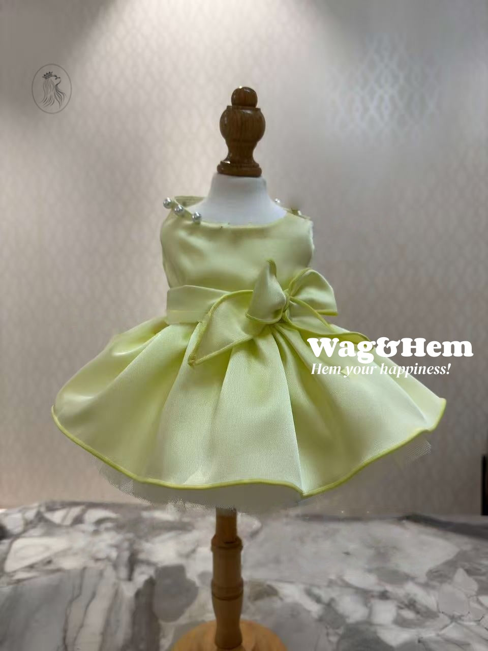 「嫩黃頌歌」法式優雅裙子｜柔和黃緞面料｜大蝴蝶結裙【PC系列】