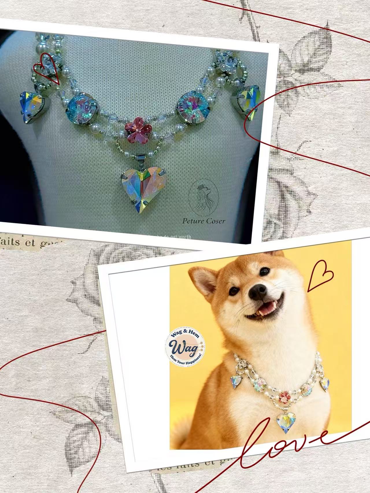 「幻彩心鑽」寵物用珠寶頸鏈｜施華洛世奇水晶｜PC系列