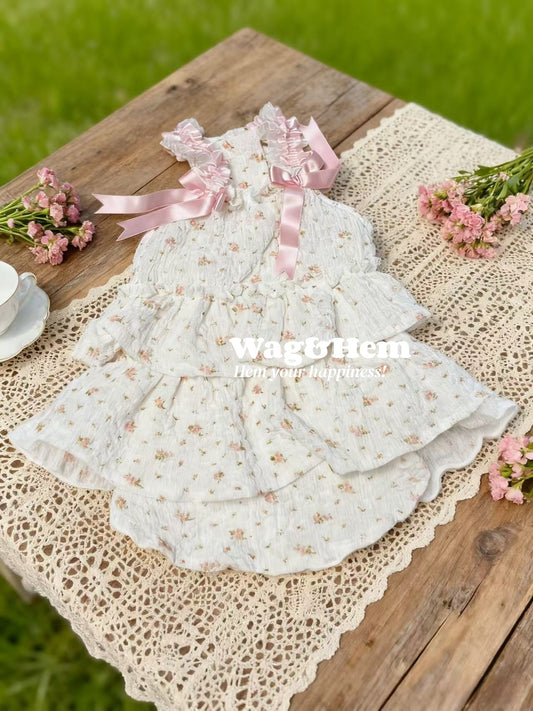 「浪漫森系」粉色碎花寵物裙｜浪漫童話風｜透氣不緊繃【WH系列】