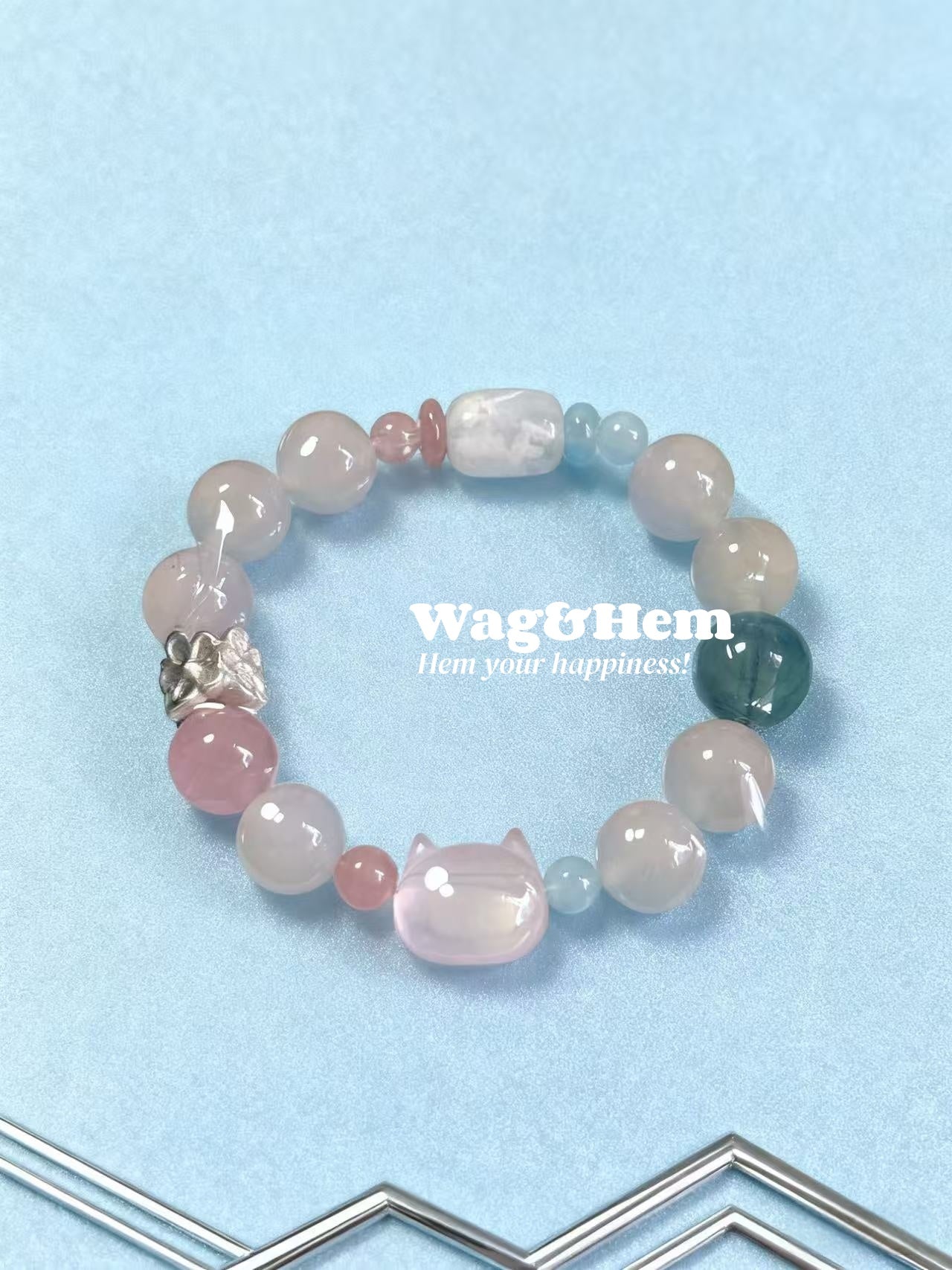 貓咪主題晶石手鏈｜主人配搭飾件