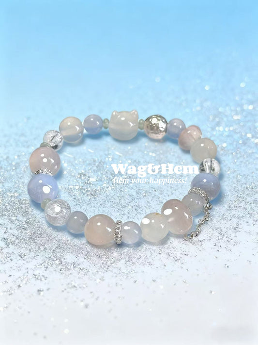 貓咪粉紫晶石手鏈｜主人配搭飾件