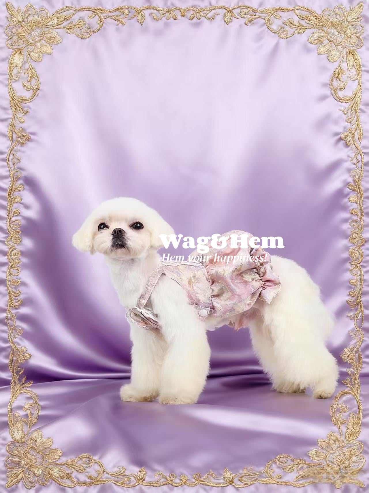 「典雅紫光」粉紫緞面蓬鬆裙｜紫調宮廷風｜優雅親膚【WH系列】