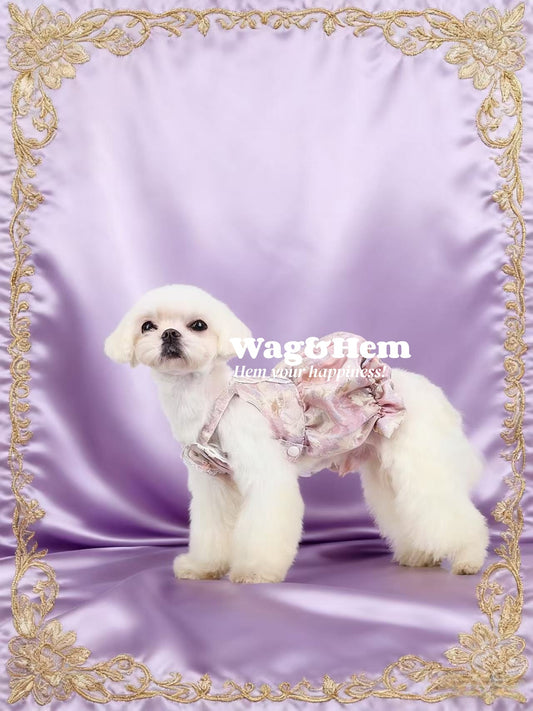 「典雅紫光」粉紫緞面蓬鬆裙｜紫調宮廷風｜優雅親膚【WH系列】