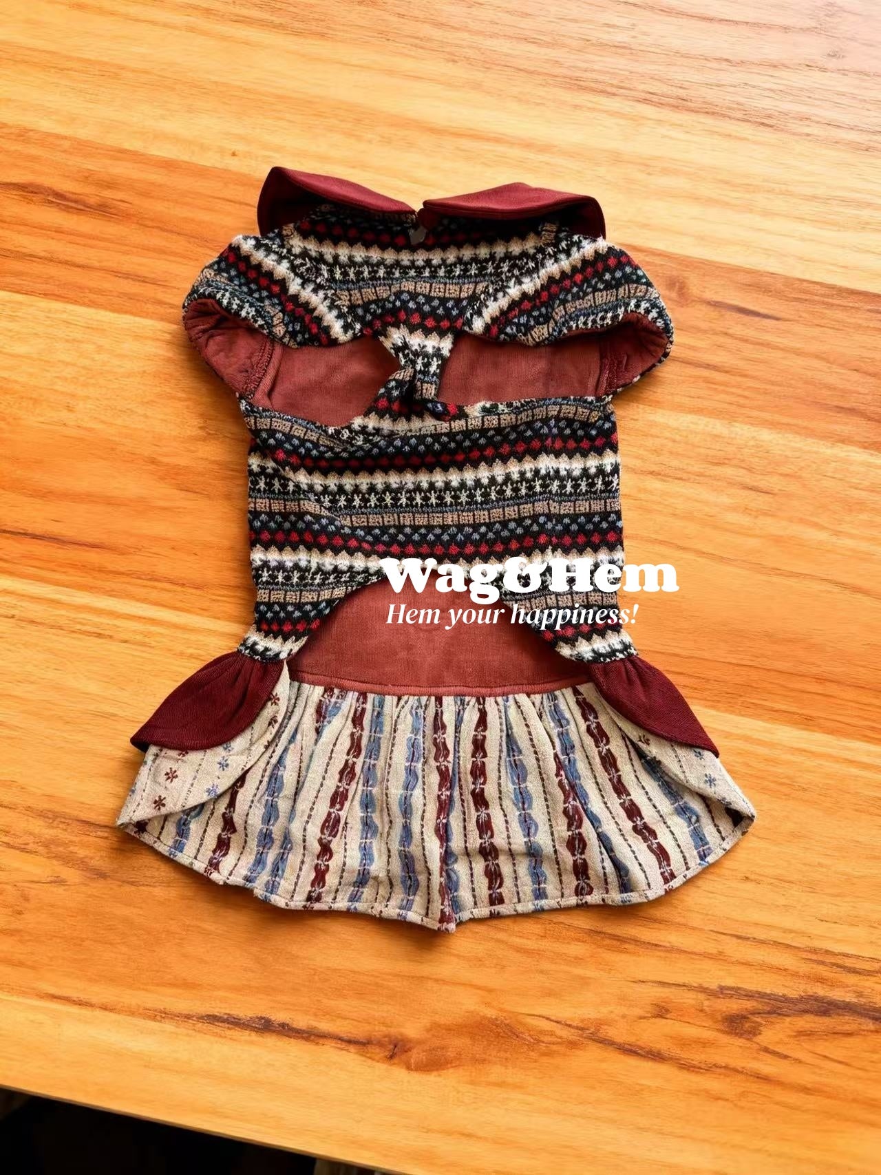 「異域風情」幾何紋理碎花裙｜復古民族風｜秋冬保暖【WH系列】