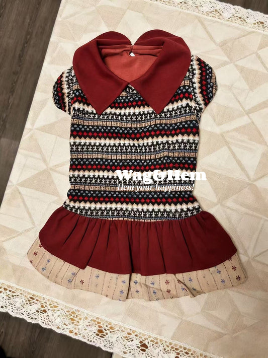 「異域風情」幾何紋理碎花裙｜復古民族風｜秋冬保暖【WH系列】