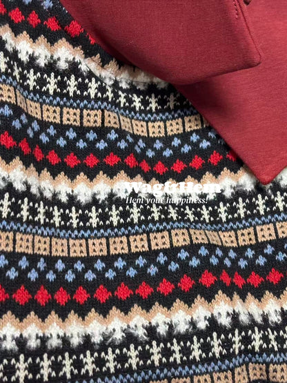 「異域風情」幾何紋理碎花裙｜復古民族風｜秋冬保暖【WH系列】