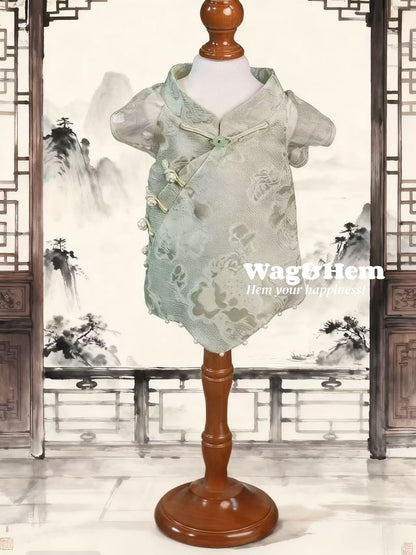 「青緹雅韻」中式真絲旗袍｜寵物婚禮｜高端布料【MM系列】