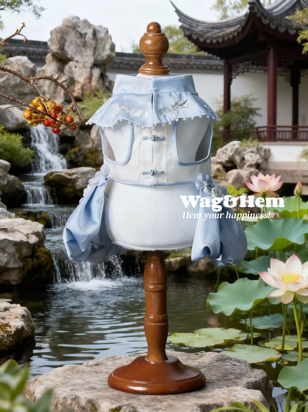 「碧塘清露」中式真絲禮服裙｜寵物婚禮｜高端布料【MM系列】