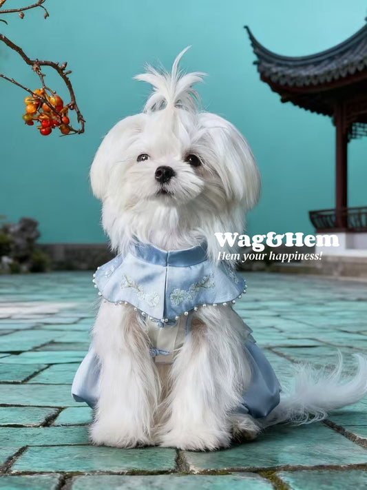 「碧塘清露」中式真絲禮服裙｜寵物婚禮｜高端布料【MM系列】